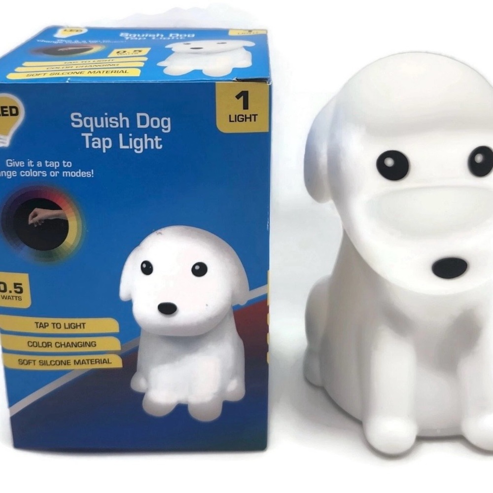 White Squish Dog Tap Light